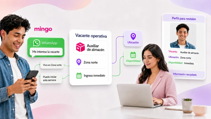 Candidato para una vacante operativa que responde zona y disponibilidad por WhatsApp