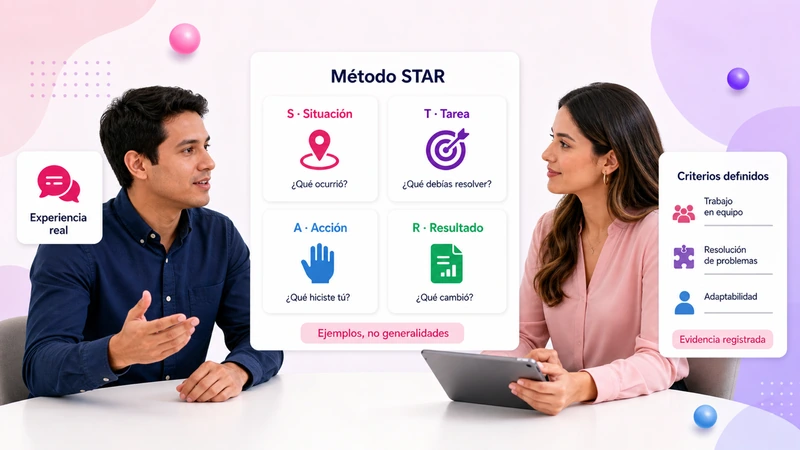 Entrevista por competencias con el método STAR y criterios definidos para dejar evidencia comparable