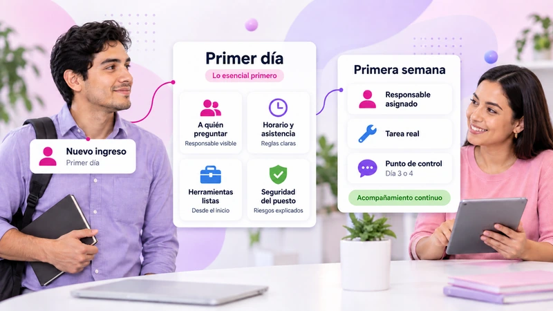 Inducción de personal en dos etapas: primer día con lo esencial y primera semana con acompañamiento